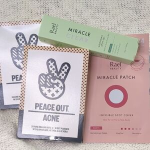 Real Invisible Spot Cover/Miracle Clear Spot Gel & Peace Out Acne Patches Bundle